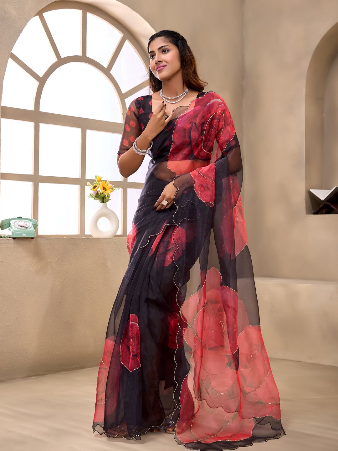 Everyday Grace Black Organza Saree