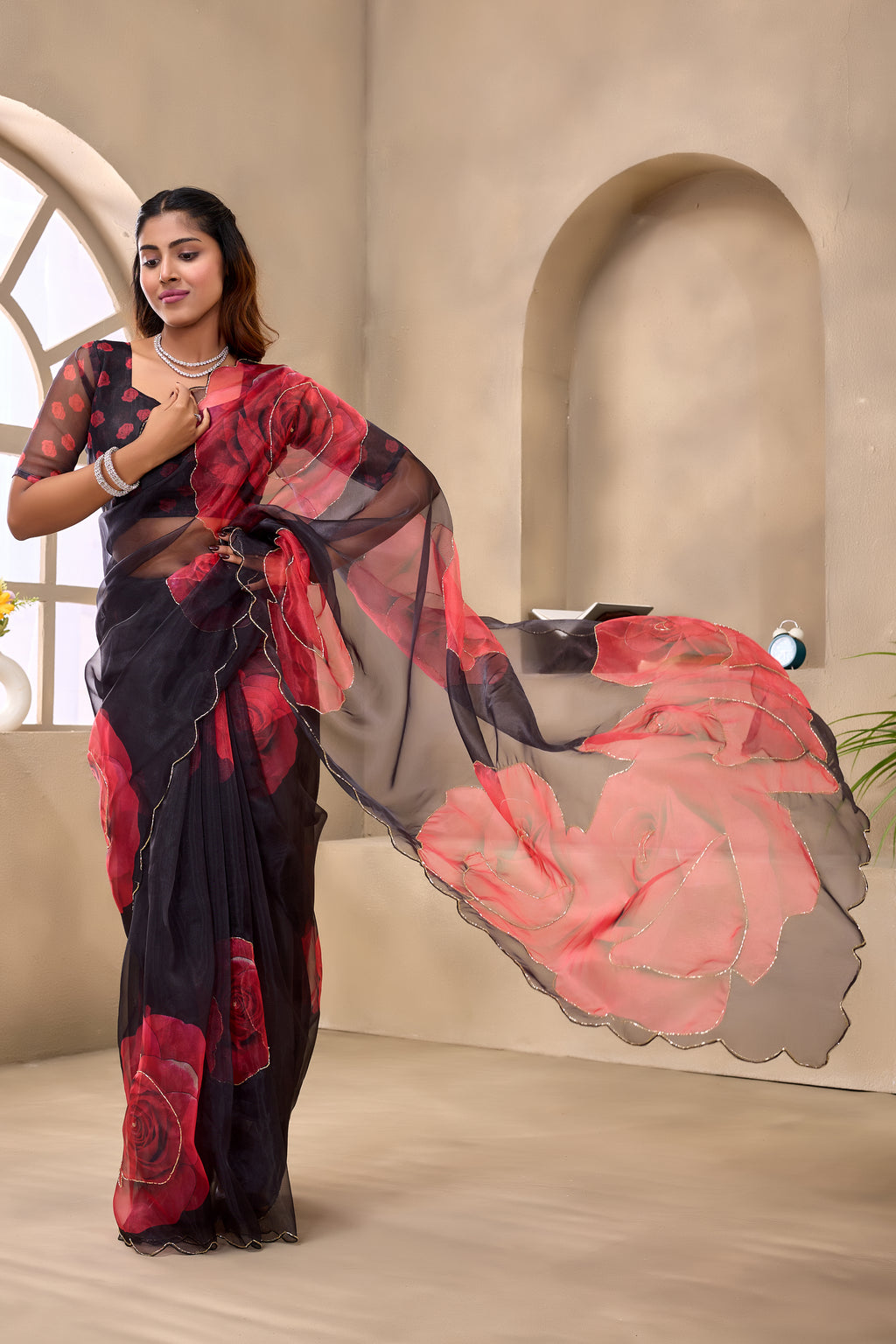 Everyday Grace Black Organza Saree