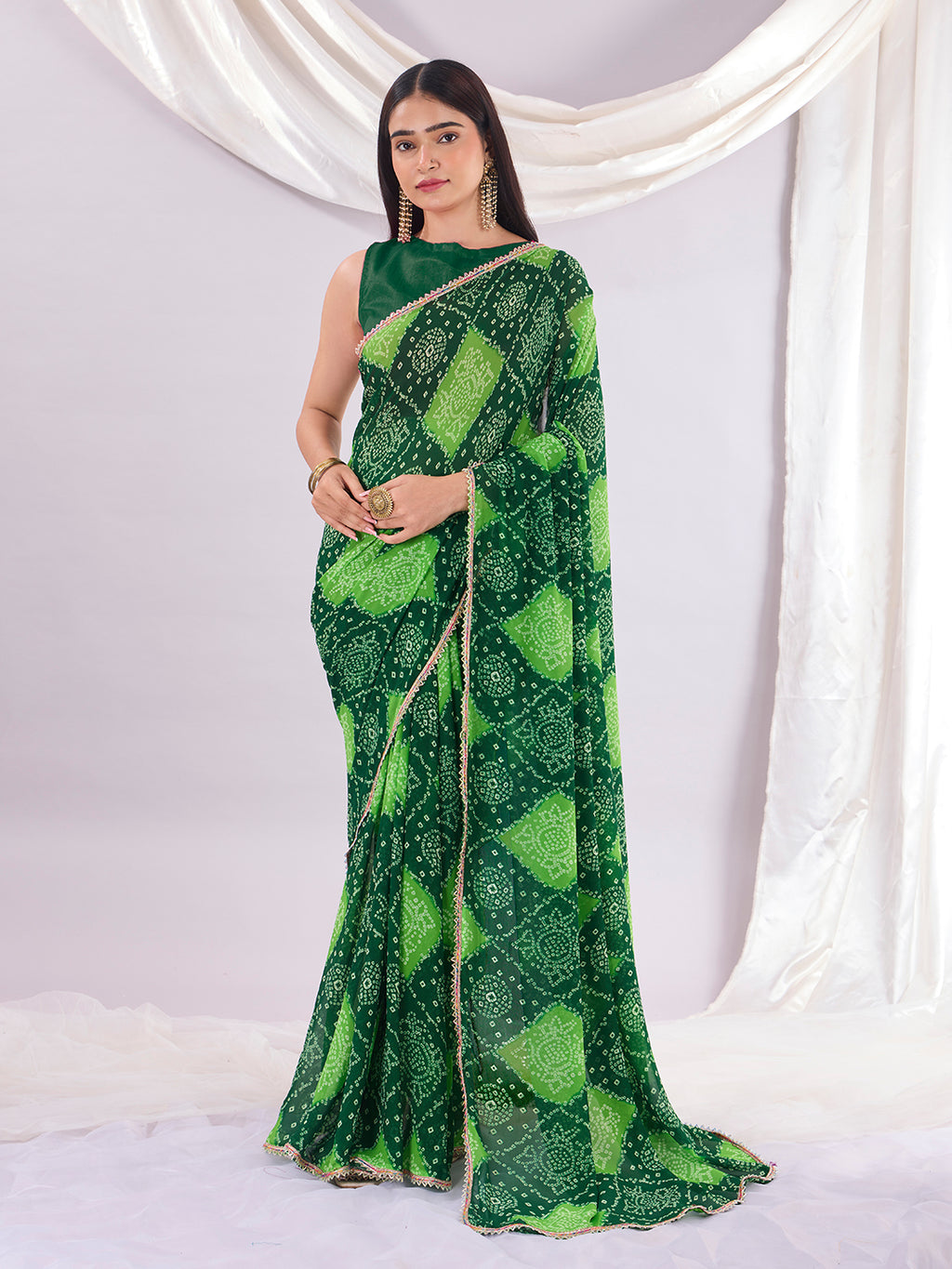 Green Soft Georgette Saree