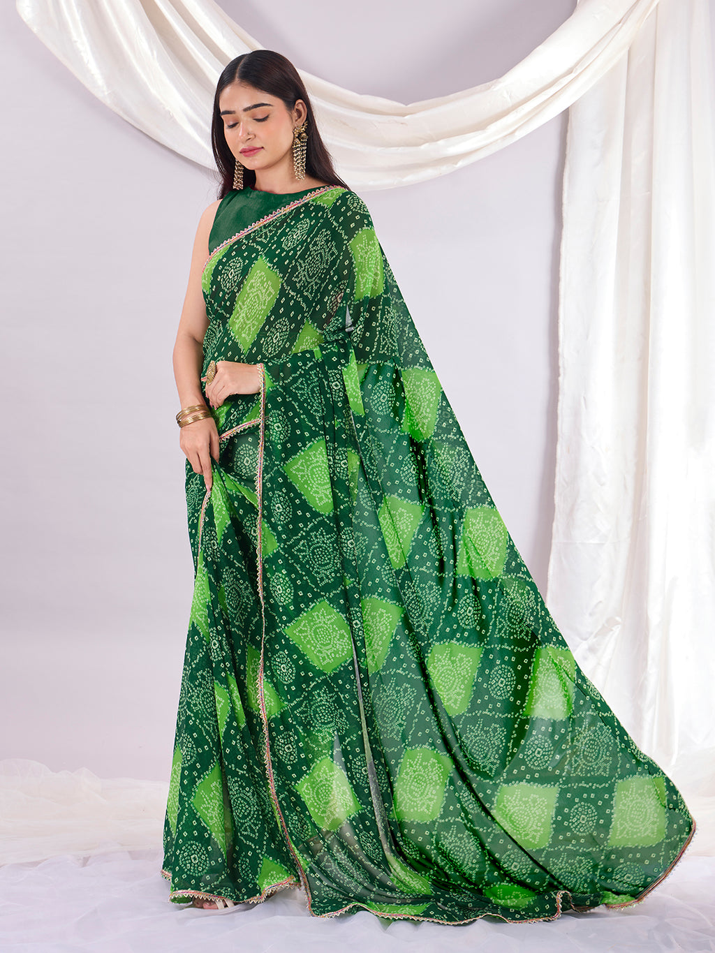 Green Soft Georgette Saree