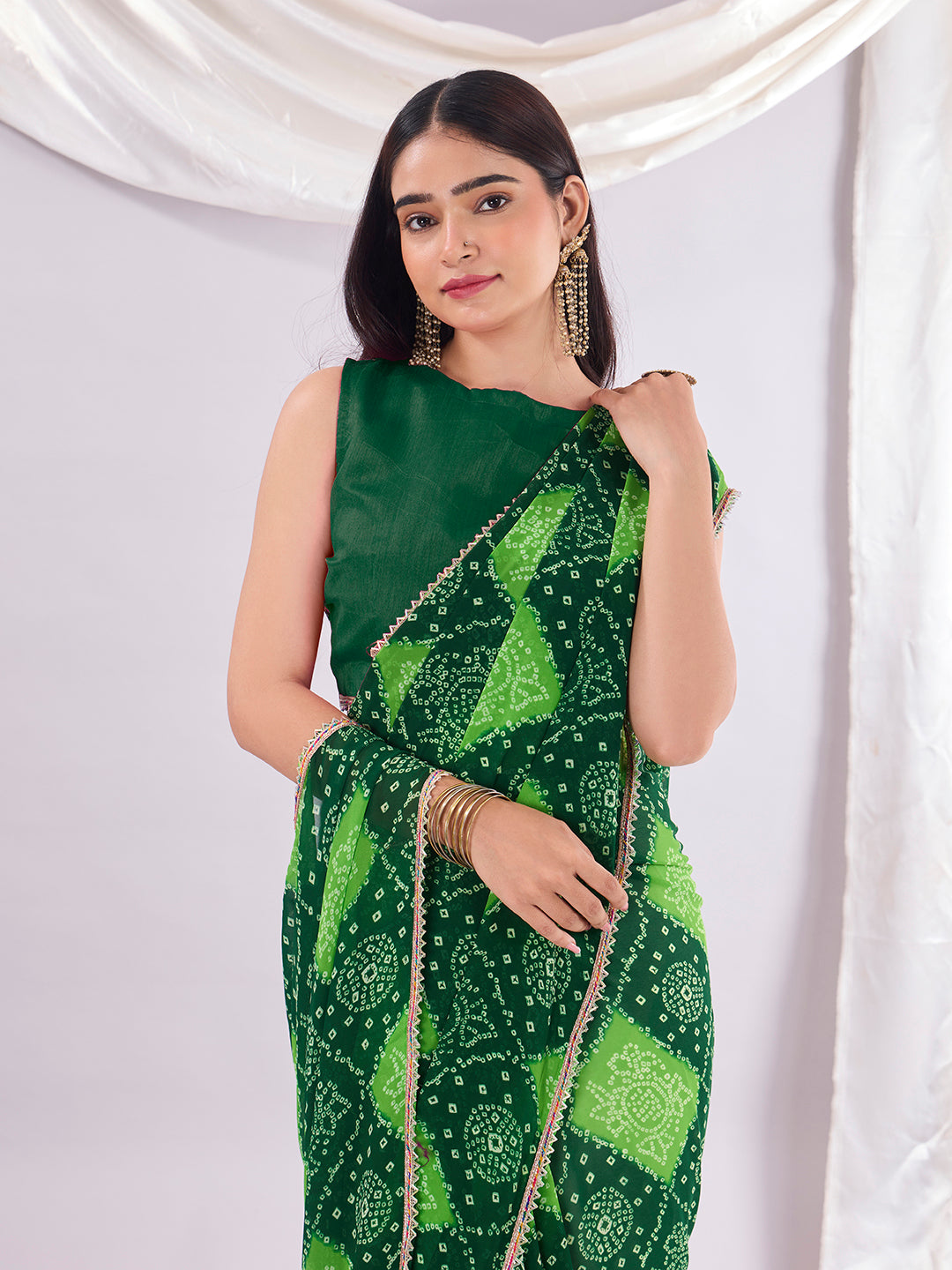 Green Soft Georgette Saree