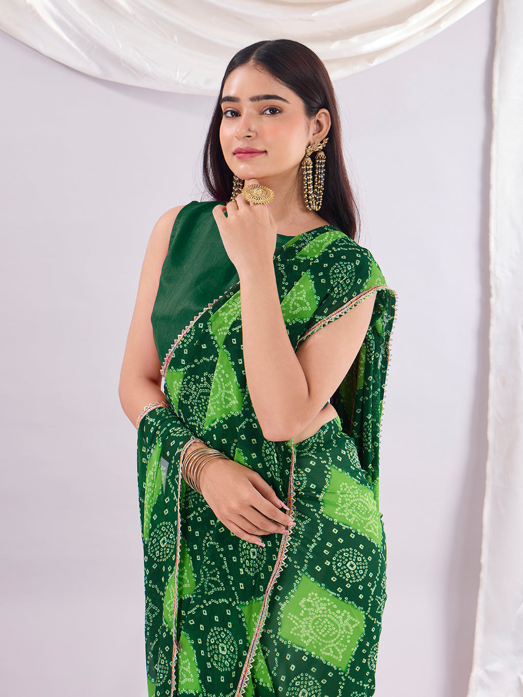 Green Soft Georgette Saree