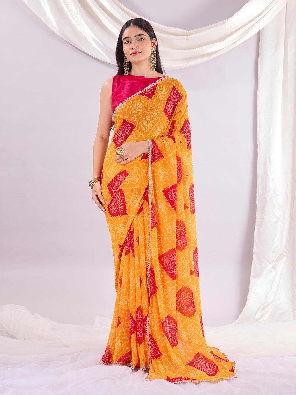 Yellow Soft Georgette Saree
