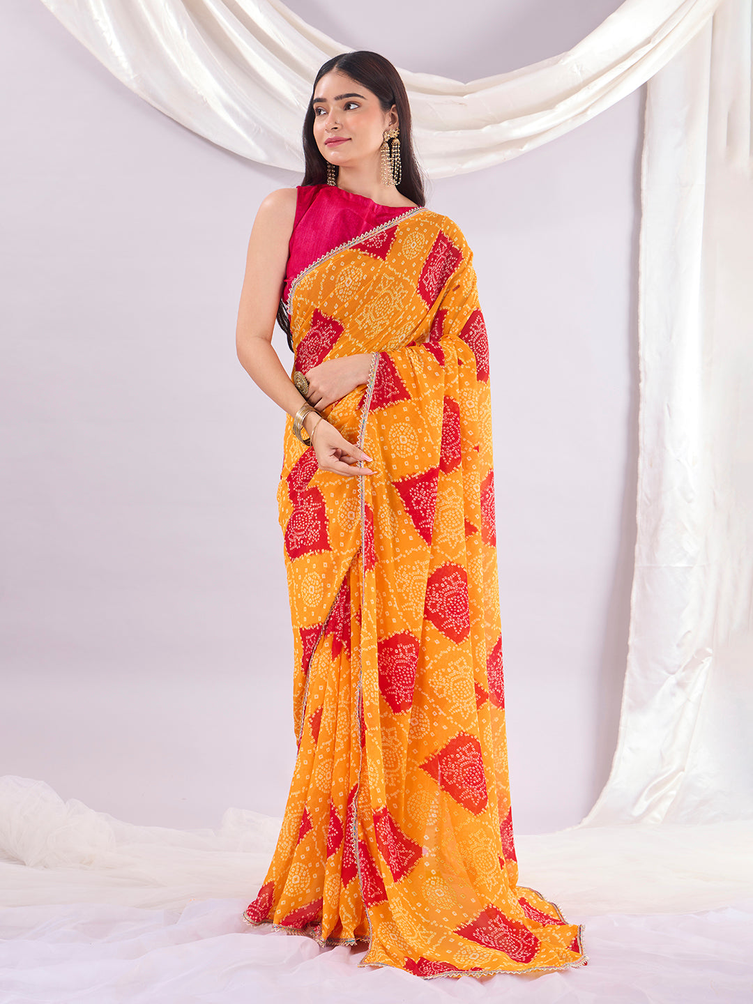 Yellow Soft Georgette Saree