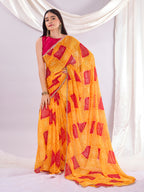 Yellow Soft Georgette Saree