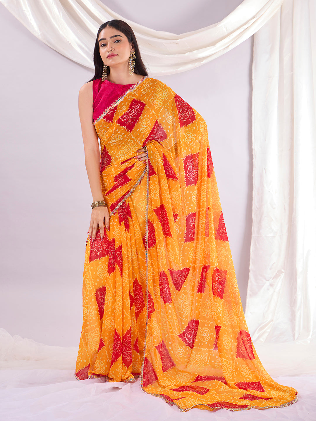 Yellow Soft Georgette Saree