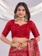 Premium Bandhani Brasso Saree With Fancy Unstitched Blouse Piece.