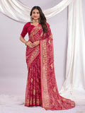 Premium Bandhani Brasso Saree With Fancy Unstitched Blouse Piece.