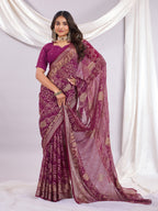 Premium Bandhani Brasso Saree With Fancy Unstitched Blouse Piece.