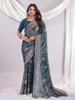 Premium Bandhani Brasso Saree With Fancy Unstitched Blouse Piece.