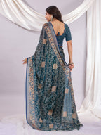 Premium Bandhani Brasso Saree With Fancy Unstitched Blouse Piece.