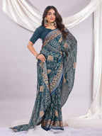 Premium Bandhani Brasso Saree With Fancy Unstitched Blouse Piece.