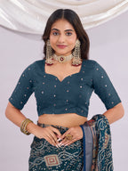 Premium Bandhani Brasso Saree With Fancy Unstitched Blouse Piece.