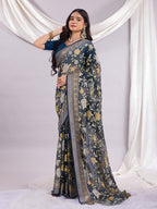 Premium Soft Brasso Saree With Fancy Blouse Piece.