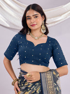 Premium Soft Brasso Saree With Fancy Blouse Piece.