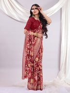 Premium Soft Brasso Saree With Fancy Blouse Piece.