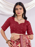 Premium Soft Brasso Saree With Fancy Blouse Piece.