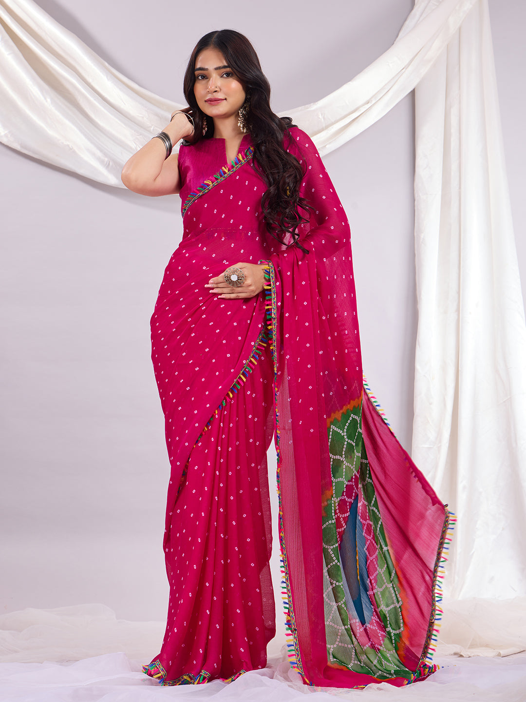 Trendy Traditional Laddu Chiffon Saree