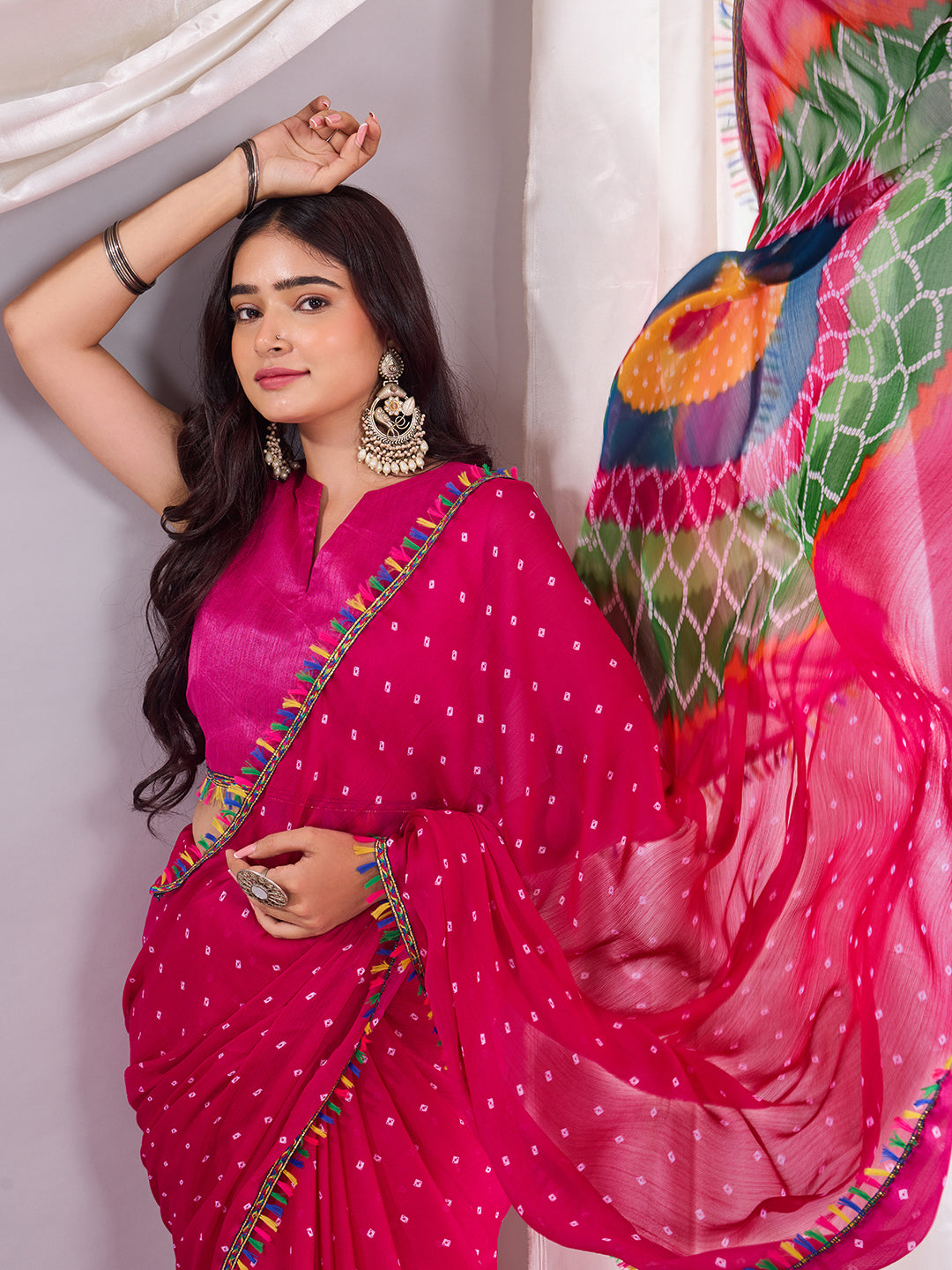 Trendy Traditional Laddu Chiffon Saree