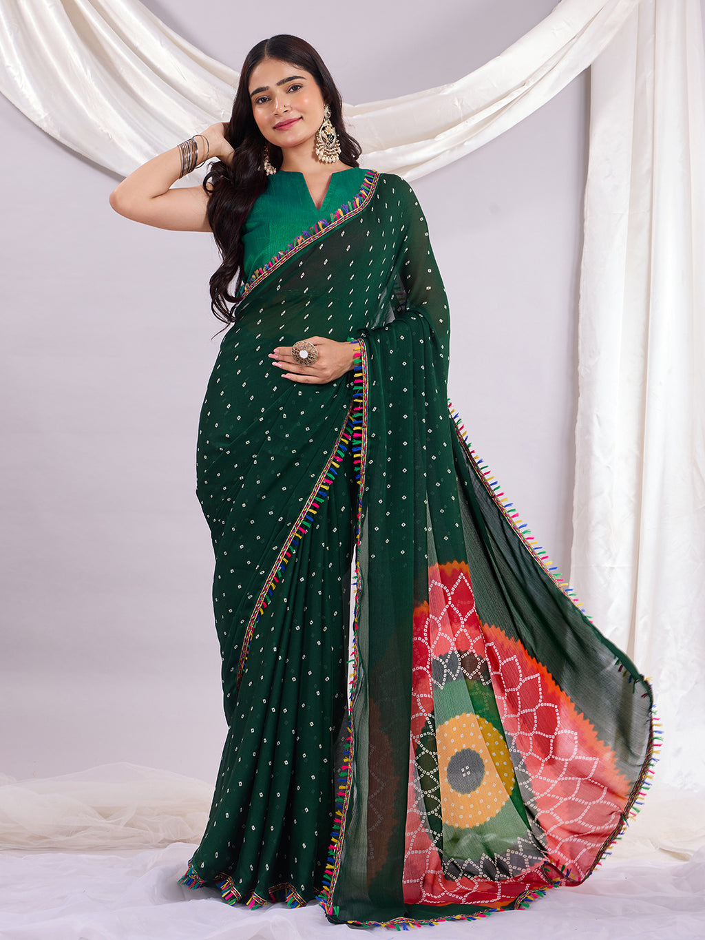 Trendy Traditional Laddu Chiffon Saree