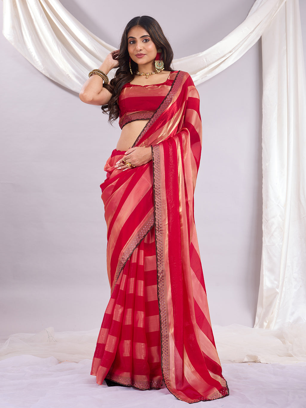 Premium Siroski Satin Patta Saree