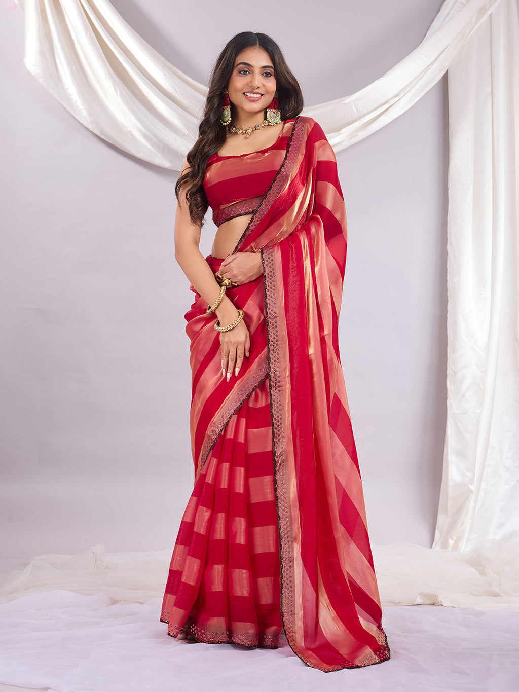 Premium Siroski Satin Patta Saree