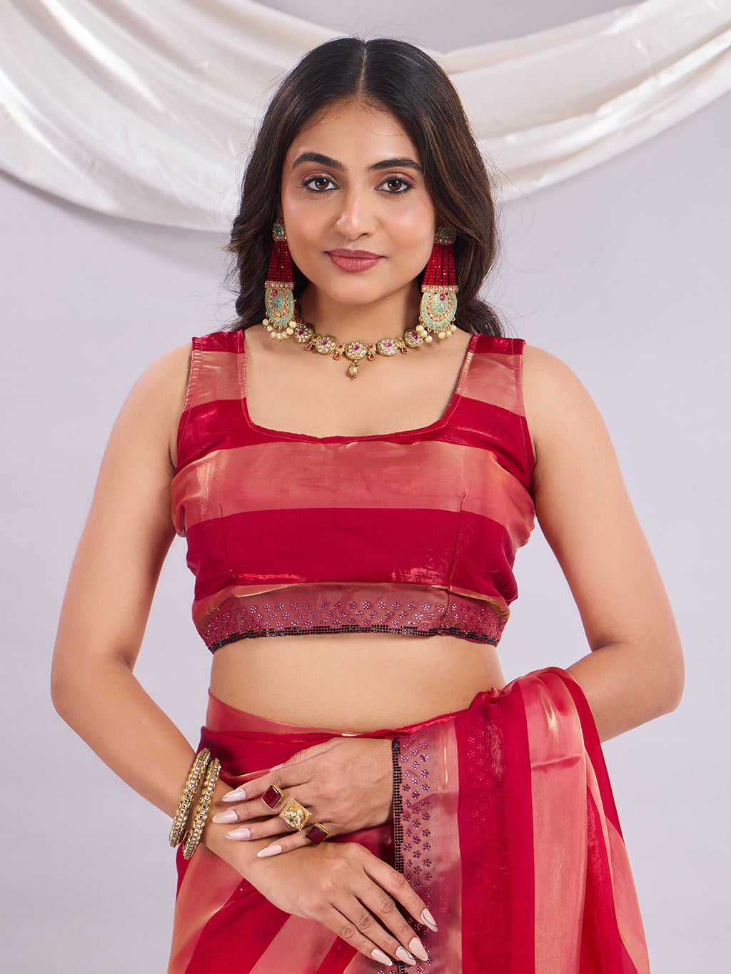 Premium Siroski Satin Patta Saree