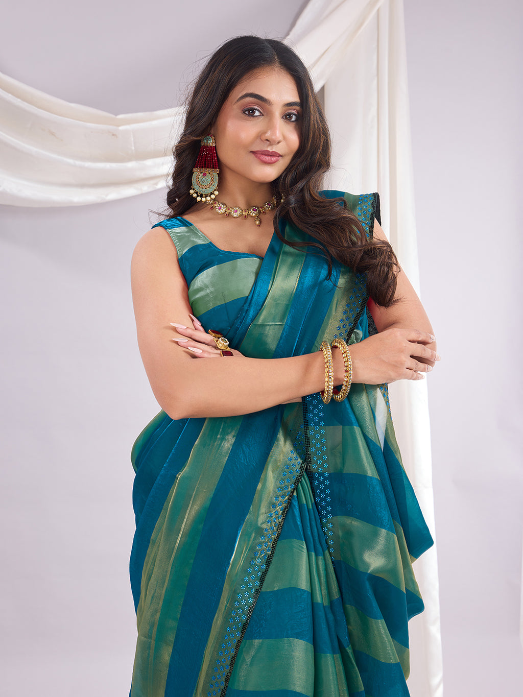 Premium Siroski Satin Patta Saree