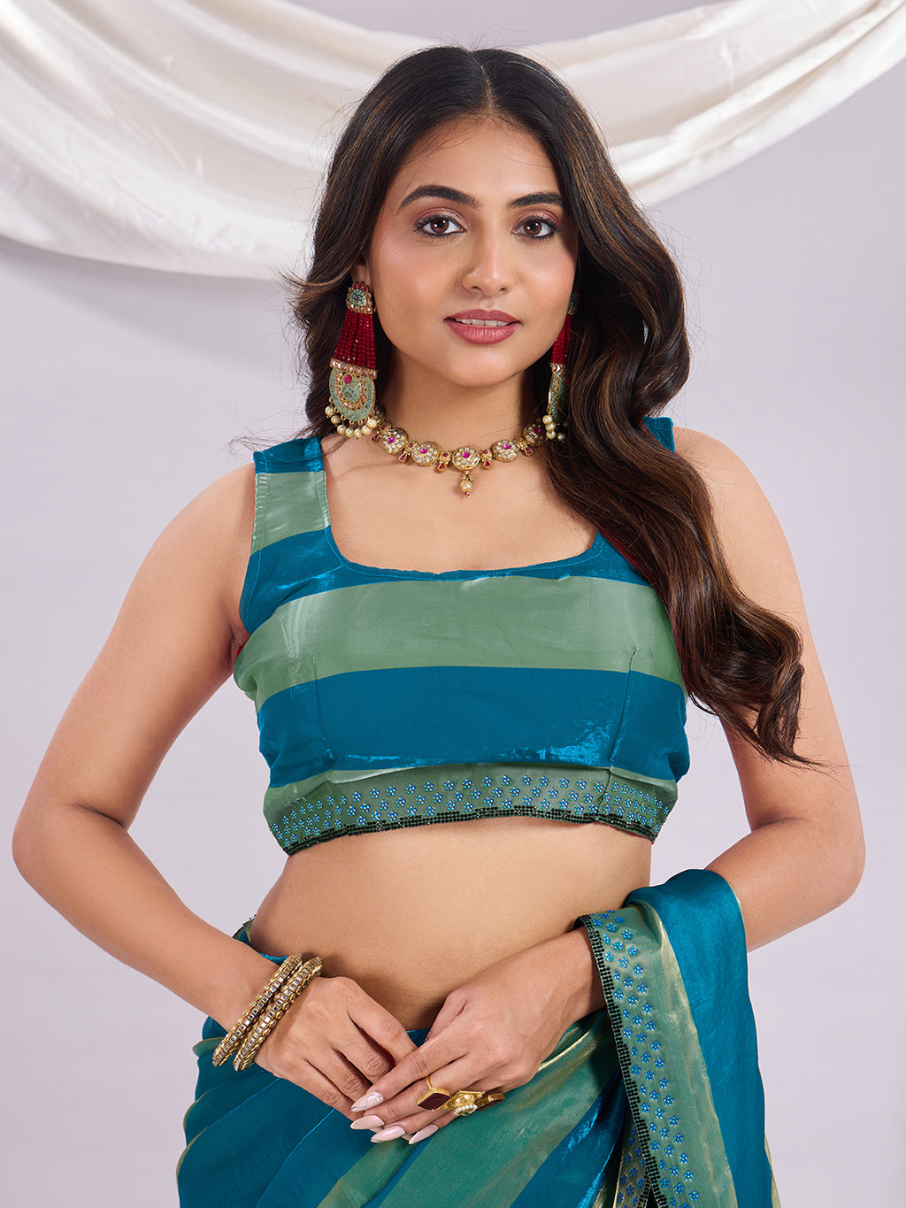 Premium Siroski Satin Patta Saree