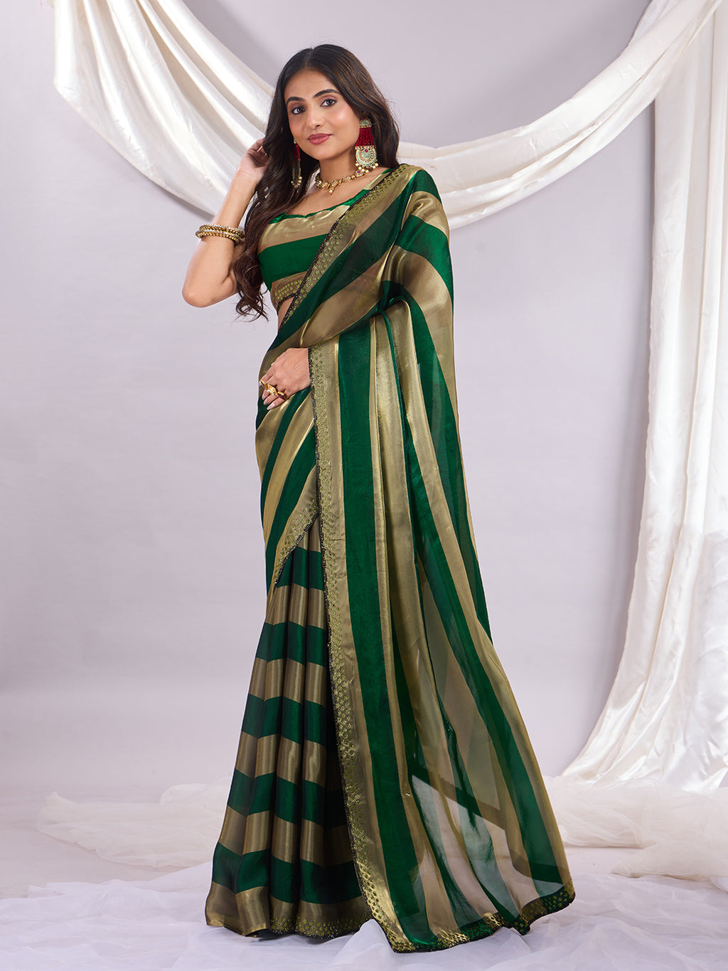Premium Siroski Satin Patta Saree