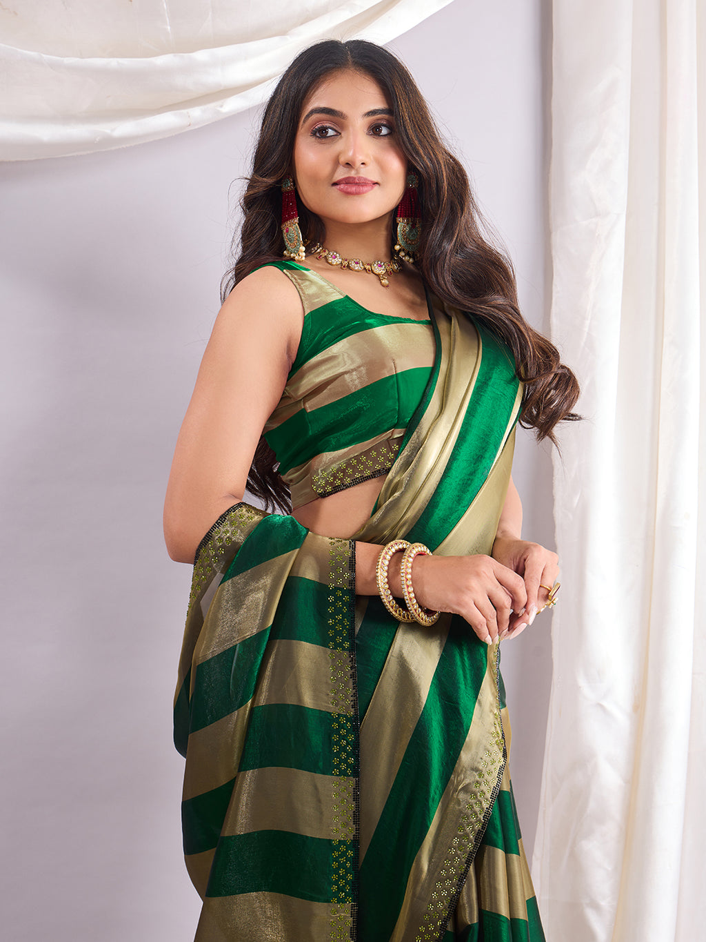 Premium Siroski Satin Patta Saree