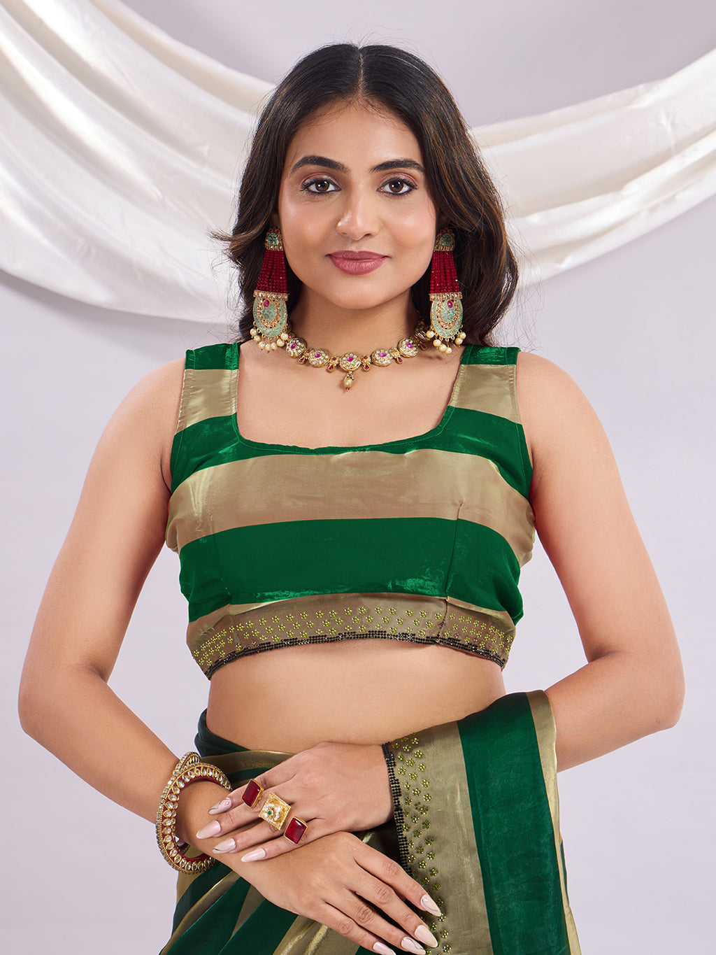 Premium Siroski Satin Patta Saree