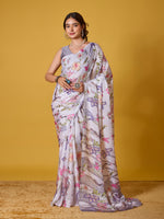 Nature Digital Print Satin Georgette Saree
