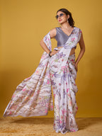 Nature Digital Print Satin Georgette Saree