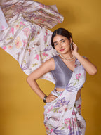 Nature Digital Print Satin Georgette Saree