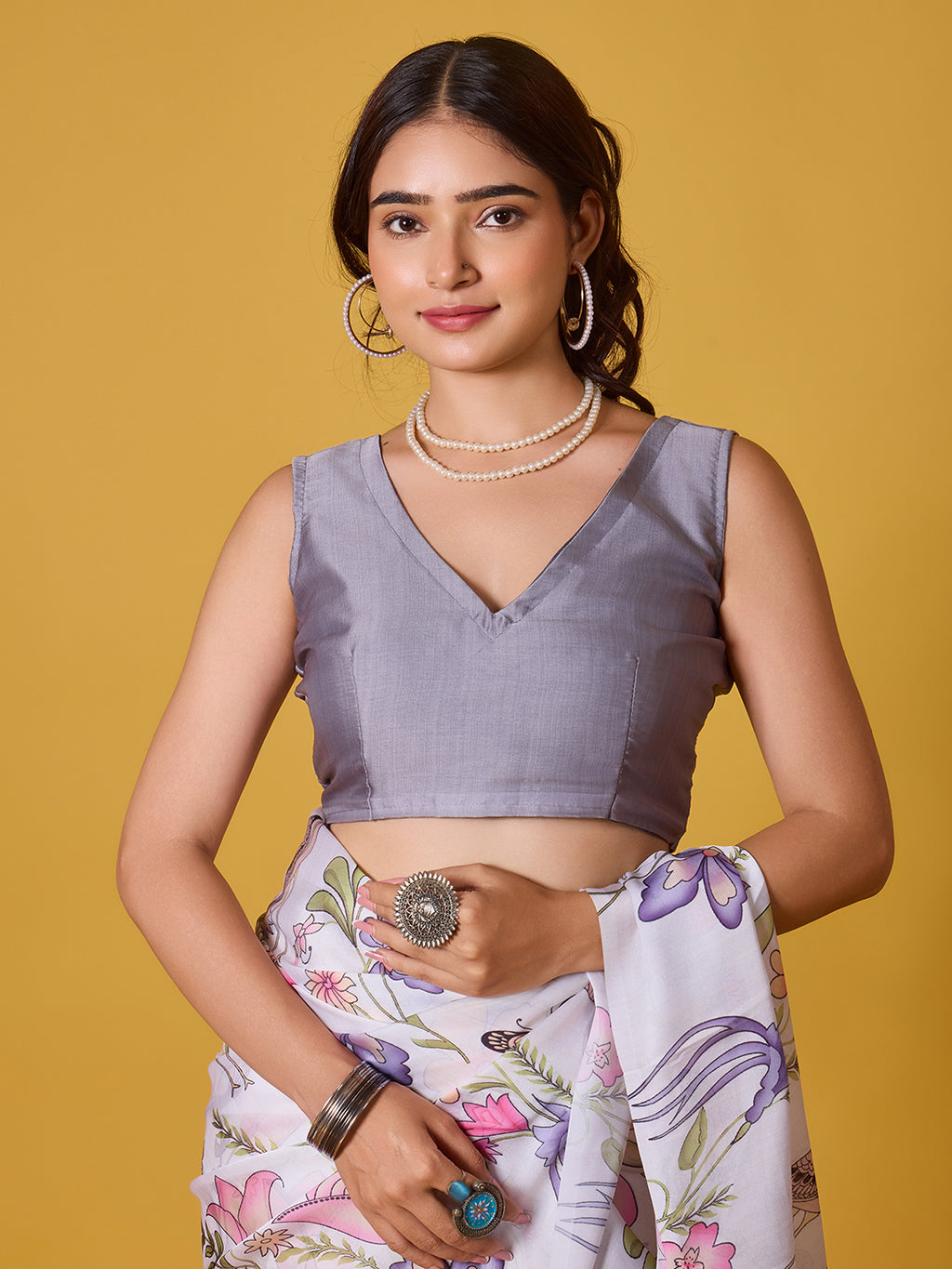 Nature Digital Print Satin Georgette Saree