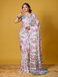 Nature Digital Print Satin Georgette Saree
