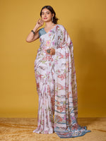 Nature Digital Print Satin Georgette Saree