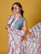Nature Digital Print Satin Georgette Saree