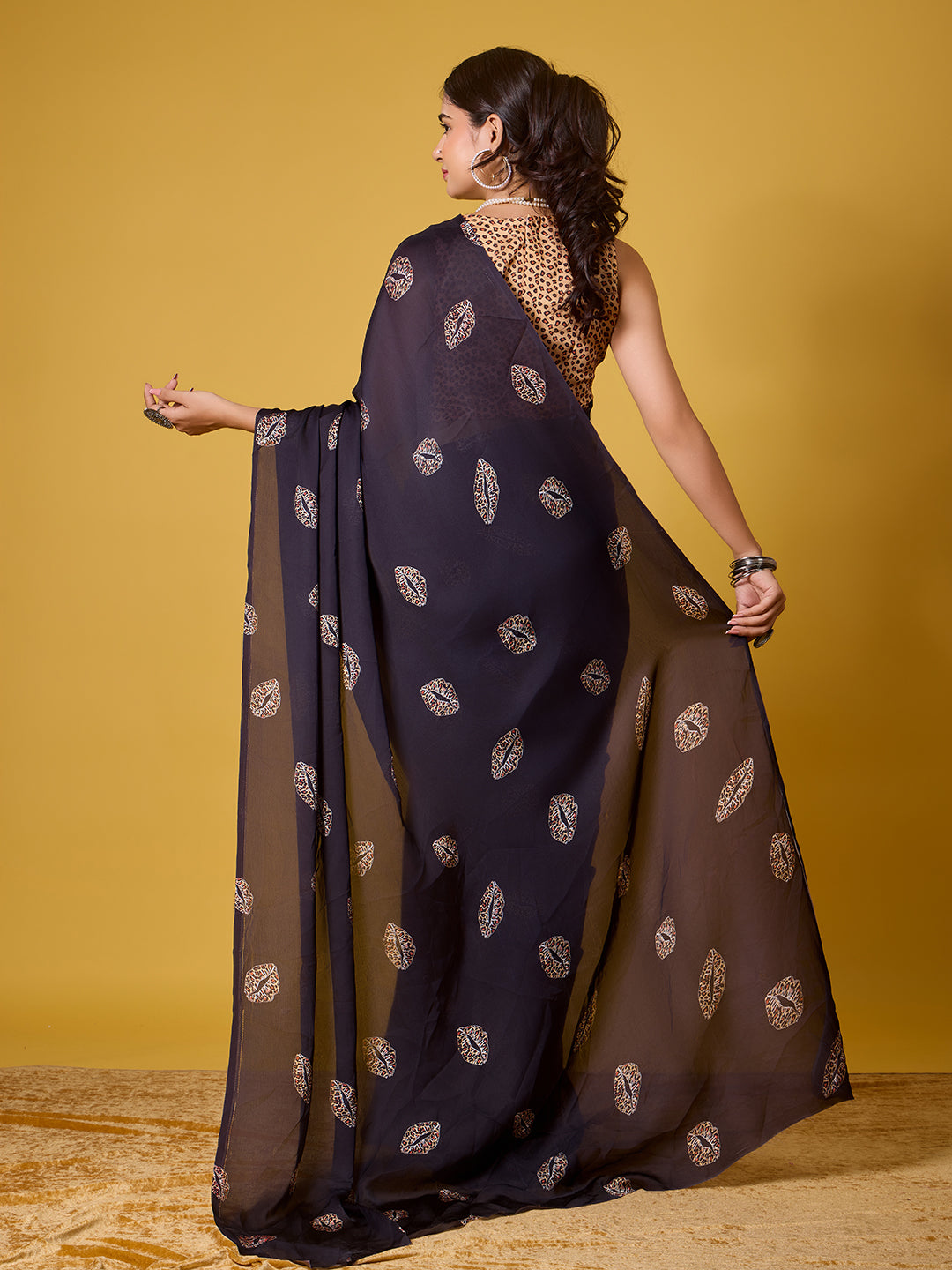 Lips Digital Print Satin Georgette Saree