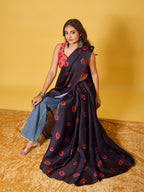 Lips Digital Print Satin Georgette Saree
