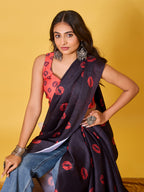 Lips Digital Print Satin Georgette Saree
