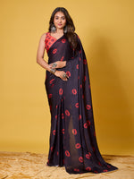 Lips Digital Print Satin Georgette Saree