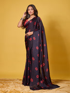 Lips Digital Print Satin Georgette Saree