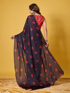 Lips Digital Print Satin Georgette Saree