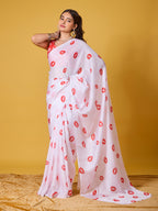 Lips Digital Print Satin Georgette Saree