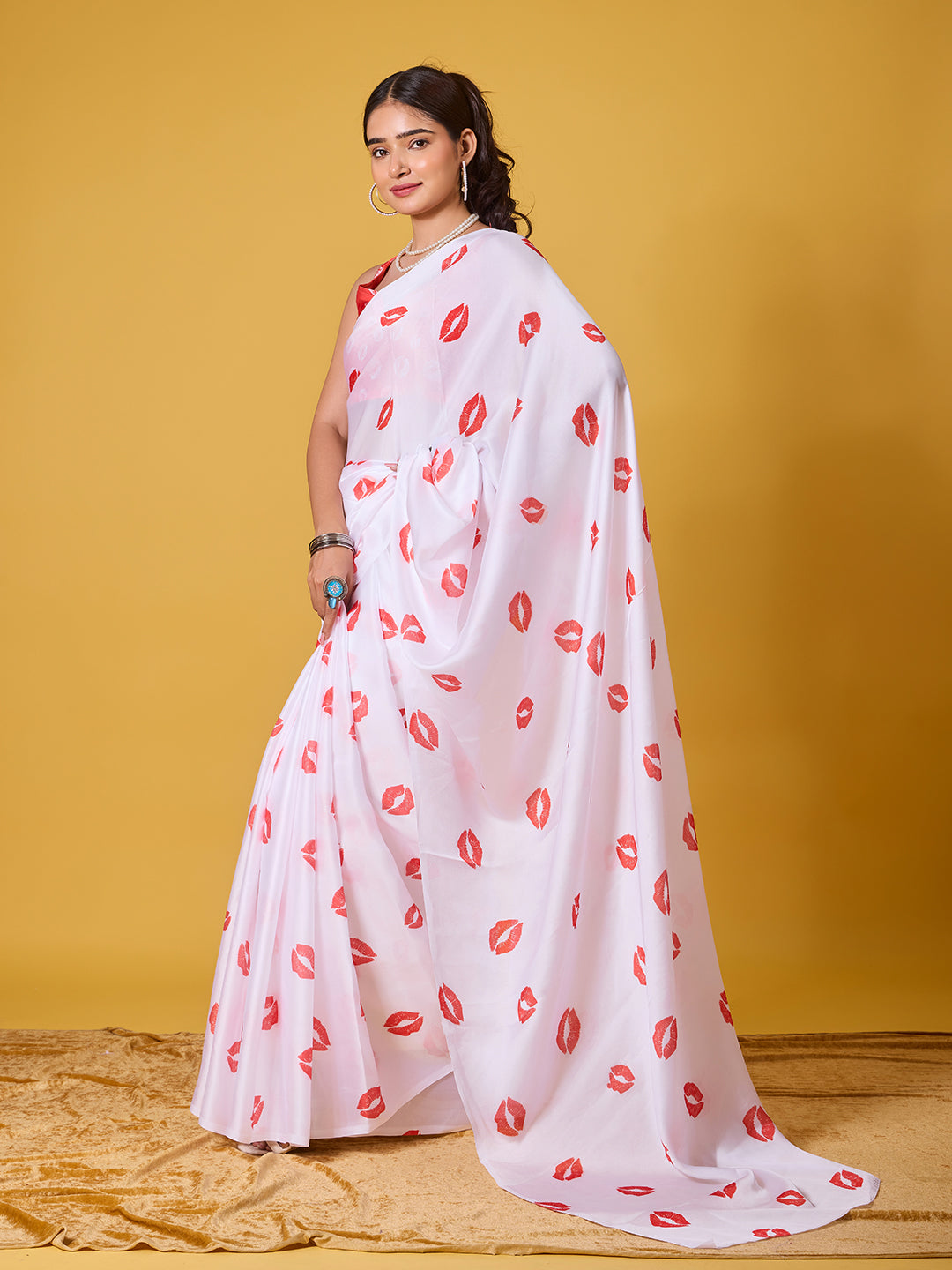 Lips Digital Print Satin Georgette Saree