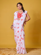 Lips Digital Print Satin Georgette Saree