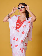 Lips Digital Print Satin Georgette Saree
