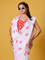 Lips Digital Print Satin Georgette Saree